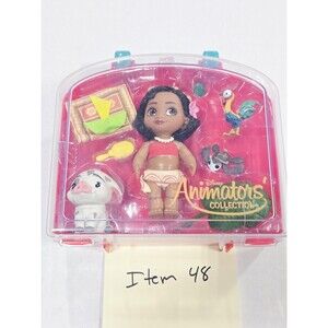 Disney Animators' Collection Moana Micro Playset Figures Carry Case Pua Hei Hei